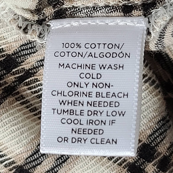 LOFT Plaid Ruffle Long Sleeve Crew Neck Blouse Medium Petite - Picture 7 of 9